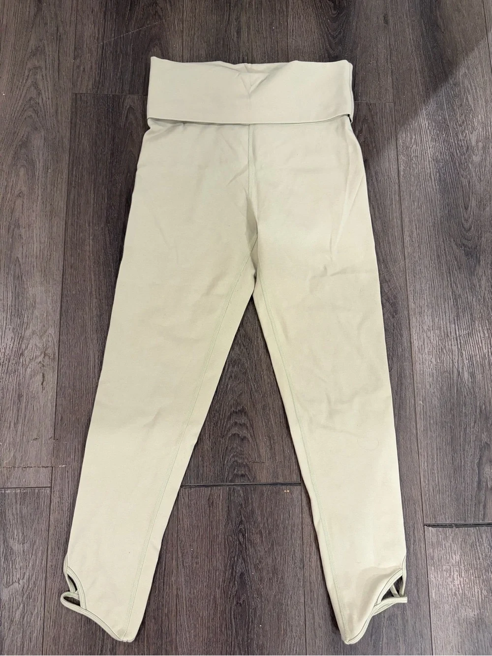 Free People Light Cream High-Waist Leggings with Fold-Over Waistband